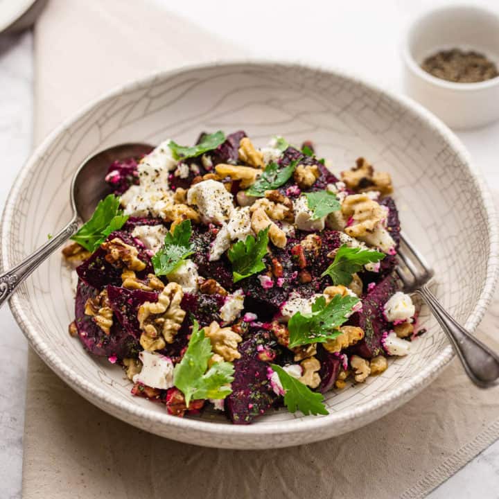 Best Beetroot And Feta Salad With Walnuts And Pomegranate Dressing