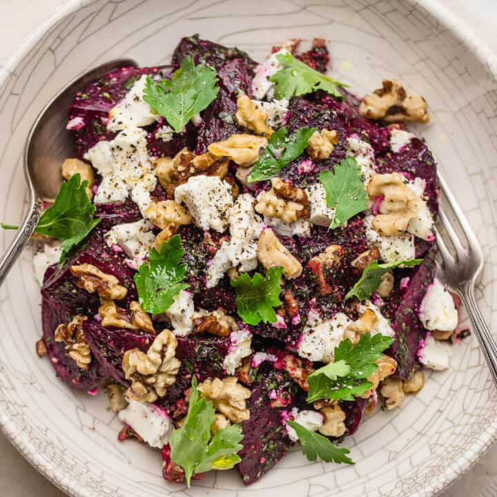 Best Beetroot And Feta Salad With Walnuts And Pomegranate Dressing