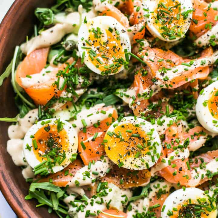 Easy Cured Salmon Salad With Soft Boiled Egg And Anchovy Dressing